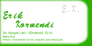 erik kormendi business card