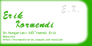 erik kormendi business card